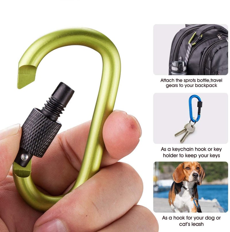 Gozaqe Aluminium Carabiner Ring Clip Hook Keyring,D Ring,Spring Snap Hook for Keychain Clip,Heavy Duty Buckle for Hiking,Travel,Riding,Fishing,Camping,Pet Lead Hanging-5Pcs - Image 4