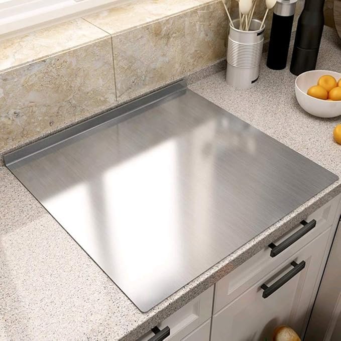VishBin 304 Stainless Steel Cutting Plate Lipped Stainless Steel Cutting Board Large Cutting Board Suitable for Meat Fruits Vegetables Bread and Baking - Image 1