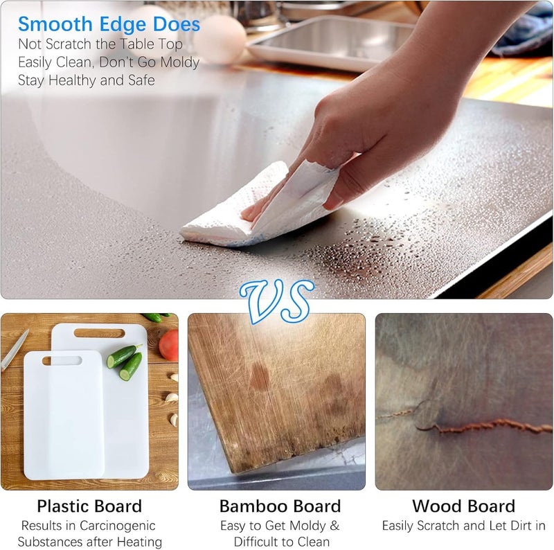 VishBin 304 Stainless Steel Cutting Plate Lipped Stainless Steel Cutting Board Large Cutting Board Suitable for Meat Fruits Vegetables Bread and Baking - Image 4