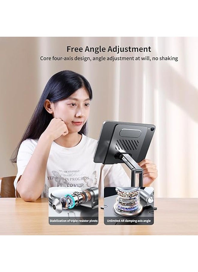 Generic - Foldable Tabletop Tablet Stand, Adjustable iPad Stand with 360° Swivel Base, Aluminum Alloy Tablet Stand, Compatible with 4.7-12.9 devices - Image 1