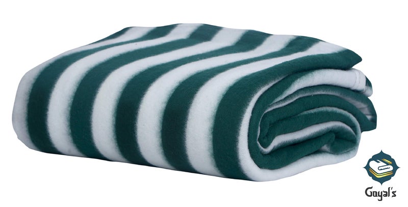 Goyal's Polar Fleece 250TC Single Bed Stripes Blanket - Green - Image 2
