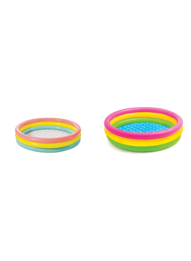 Intex 3 Ring Multicolor Portable Inflatable Baby Pool – Assorted Styles, Soft Floor, Durable Vinyl, Compact & Lightweight – 114x25cm, 118L Capacity (Assorted Styles) - Image 1