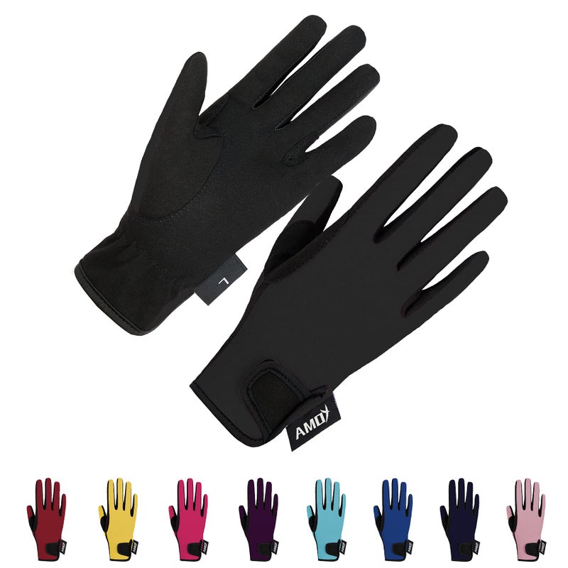 Amoy Kids Horse Riding Gloves Breathable Children Equestrian Horseback AntiSlipping Boys Girls Youth Outdoor Biking Cycling Sport Mitts Black M Age 810 - Image 2