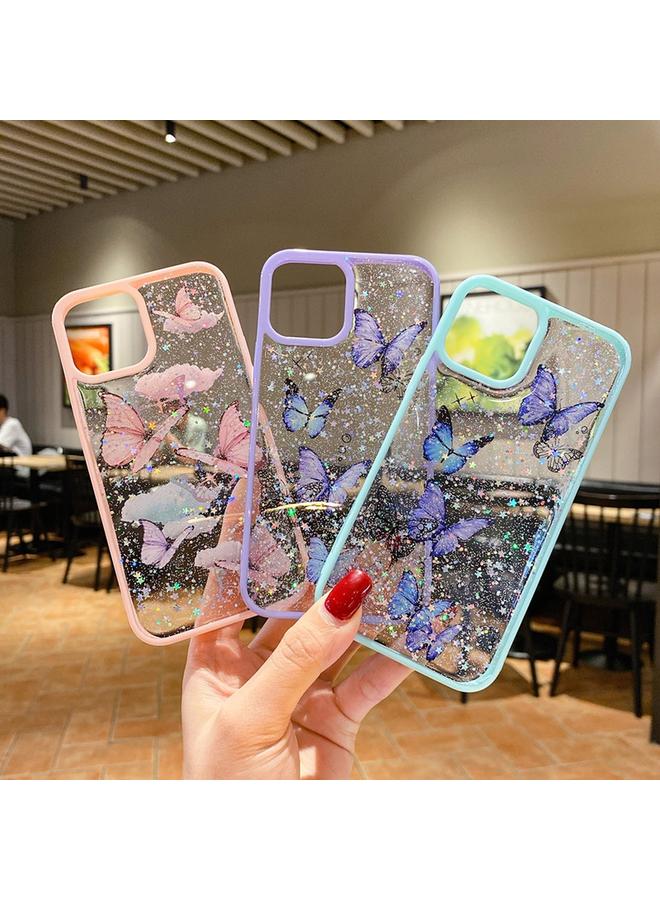 زبون جراب لهاتف iPhone 12 بلون الفراشة اللامعة من مادة TPU الإيبوكسي - Image 2