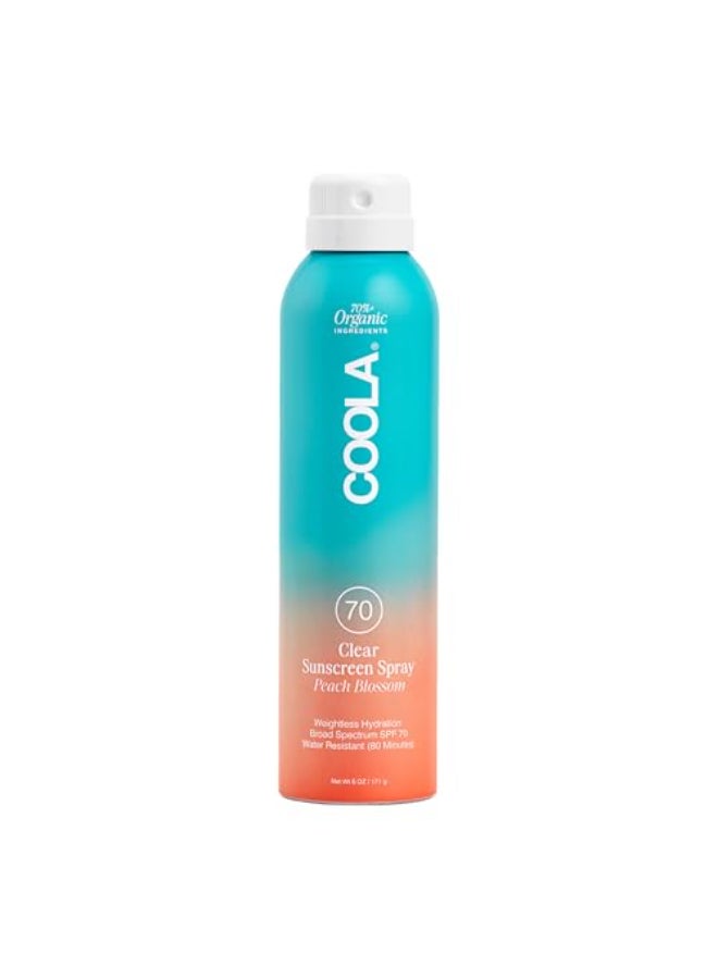 COOLA Organic Sunscreen SPF 70 Sunblock Spray Dermatologist Tested Skin Care for Daily Protection Vegan and Gluten Free Peach Blossom 6 Fl Oz - Image 1