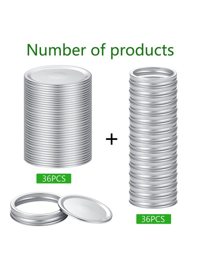 EvaHab 72Pcs Canning Lids with Rings Wide Mouth, for Ball, Kerr Jars - Split-Type Metal Mason Jar Lids for Canning - 100% Fit & Airtight for Regular Mouth Jars (36Lids+36Rings for Wide Mouth)  - Image 3