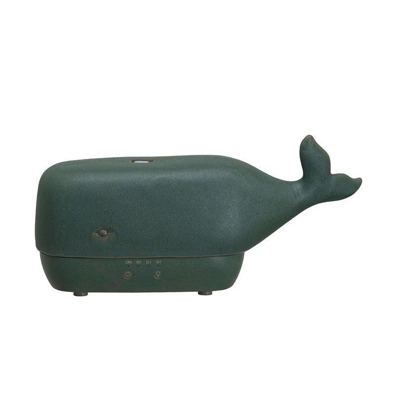 Creative Co-Op Stoneware Whale Oil Diffuser with Timer, Grey