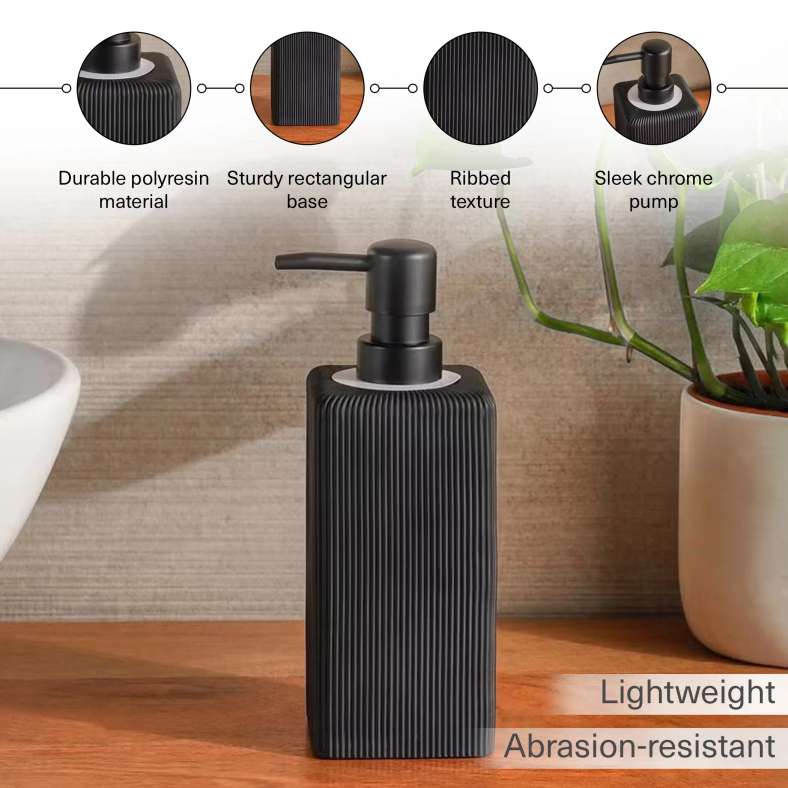 Pan Home Prime Soap Dispenser 7.1x7.1x20cm - Black - 211HEL9900478 - Image 5