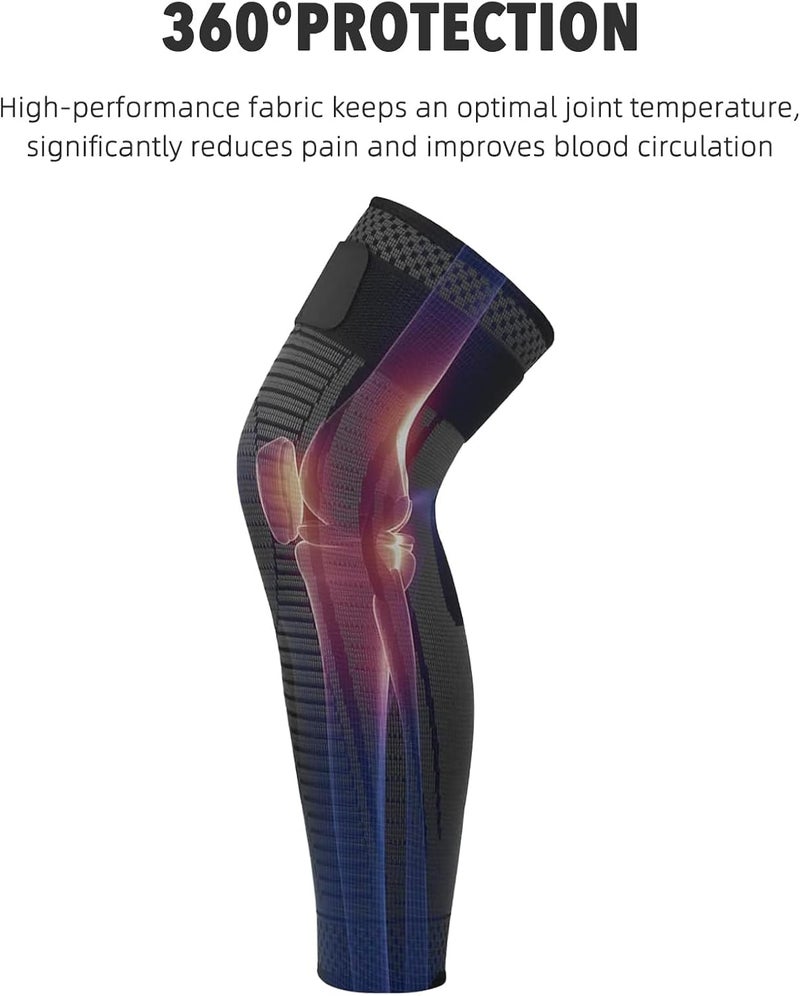 Ofrdncy Leg Compression Sleeve Full Leg 2 Pack Long/Self-Heating Knee Brace for Men Women Knee Support Protector for Running,Weightlifting, Workout and other Sport-4Sizes - Image 3