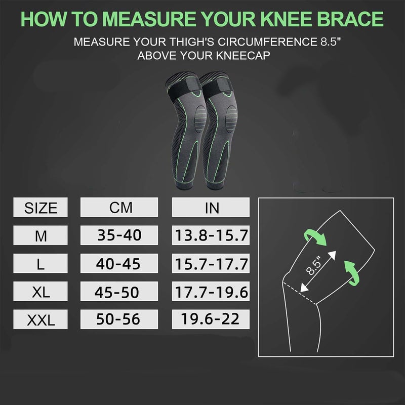 Ofrdncy Leg Compression Sleeve Full Leg 2 Pack Long/Self-Heating Knee Brace for Men Women Knee Support Protector for Running,Weightlifting, Workout and other Sport-4Sizes - Image 1