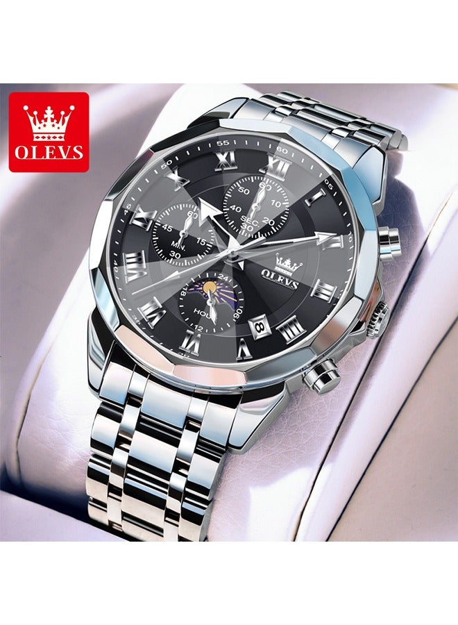 OLEVS Men Watch Business Dress Diamond Luxury Watch Luminous Easy to Read Date Waterproof Stainless Steel Quartz Analog Simple Dress Watch - Image 1