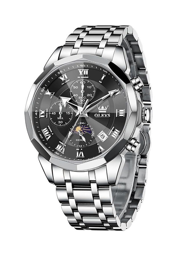 OLEVS Men Watch Business Dress Diamond Luxury Watch Luminous Easy to Read Date Waterproof Stainless Steel Quartz Analog Simple Dress Watch - Image 2