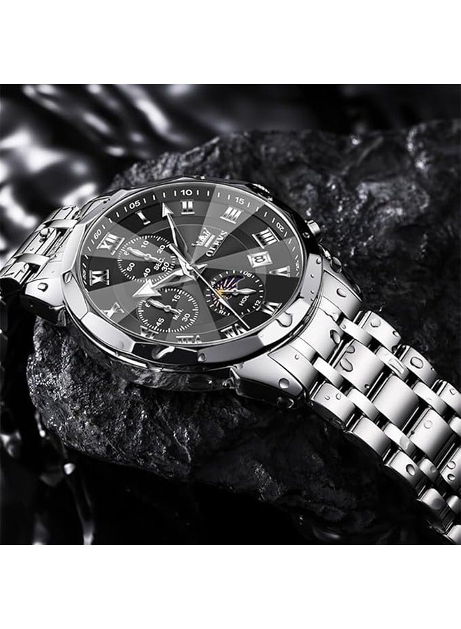OLEVS Men Watch Business Dress Diamond Luxury Watch Luminous Easy to Read Date Waterproof Stainless Steel Quartz Analog Simple Dress Watch - Image 4