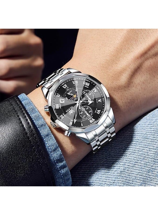 OLEVS Men Watch Business Dress Diamond Luxury Watch Luminous Easy to Read Date Waterproof Stainless Steel Quartz Analog Simple Dress Watch - Image 5