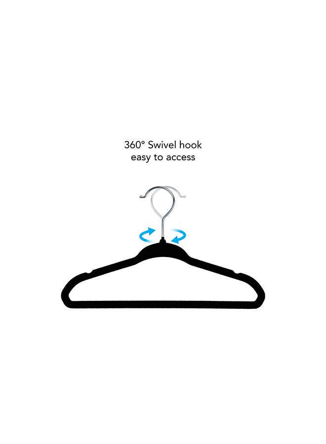 Noon East 20 Piece Kid Velvet Hangers - Nursery Clothes Hangers Non Slip Toddler Hangers, 360 Degree Swivel Hook, Black 16.99x28cm - Image 4