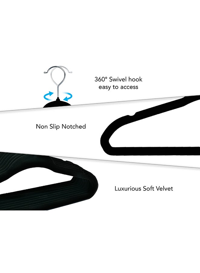 Noon East 20 Piece Kid Velvet Hangers - Nursery Clothes Hangers Non Slip Toddler Hangers, 360 Degree Swivel Hook, Black 16.99x28cm - Image 3