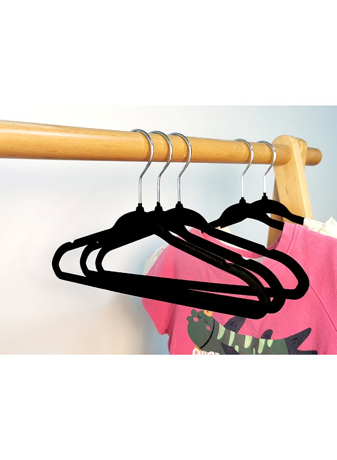 Noon East 20 Piece Kid Velvet Hangers - Nursery Clothes Hangers Non Slip Toddler Hangers, 360 Degree Swivel Hook, Black 16.99x28cm - Image 5