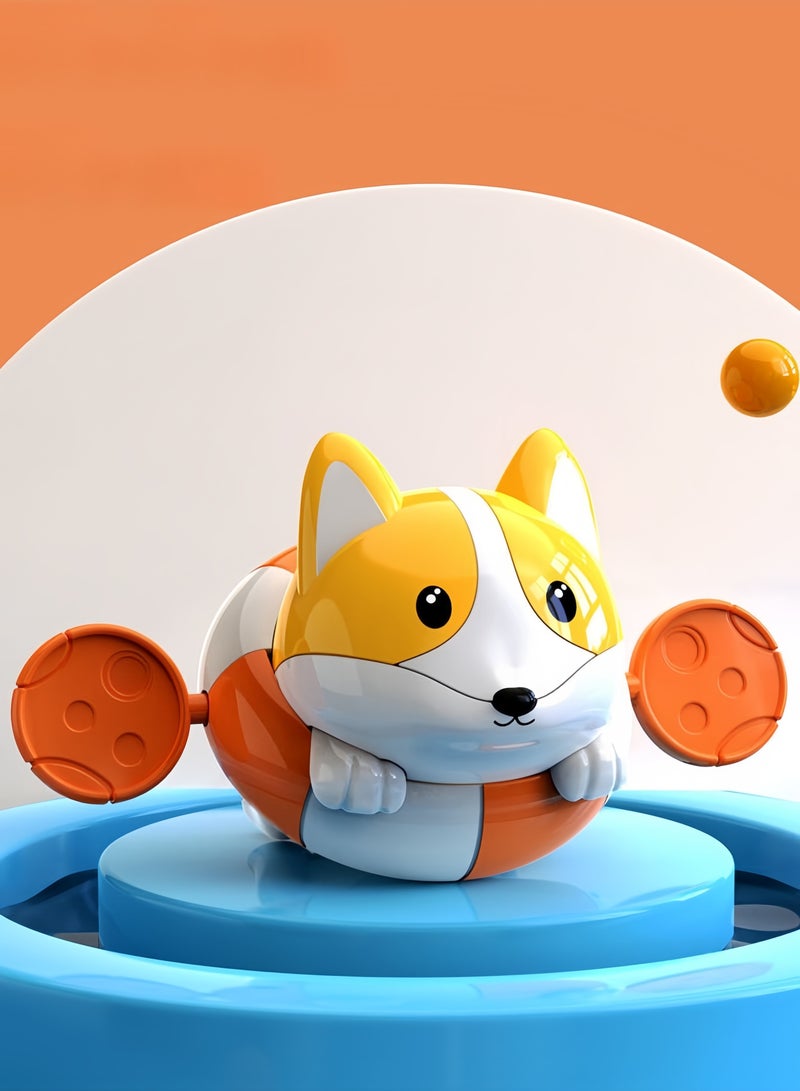 Bath Toy Pull String Corgi Bathtub Toy Windup Swimming Corgi Rowing Puppy Floating Water Toy for Boys and Girls (Orange，blue) - Image 3