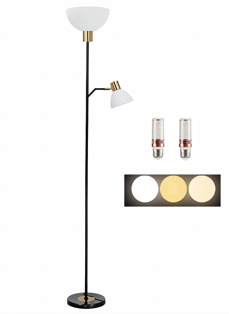 شاربدو مصباح أرضي بمصدر ضوء عمودي حديث لغرفة المعيشة لحماية العين مع مفتاح للقدم، قاعدة رخامية لغرفة النوم والدراسة بجوار السرير - 12 وات أسود 22x25x165 سنتيمتر - Image 1