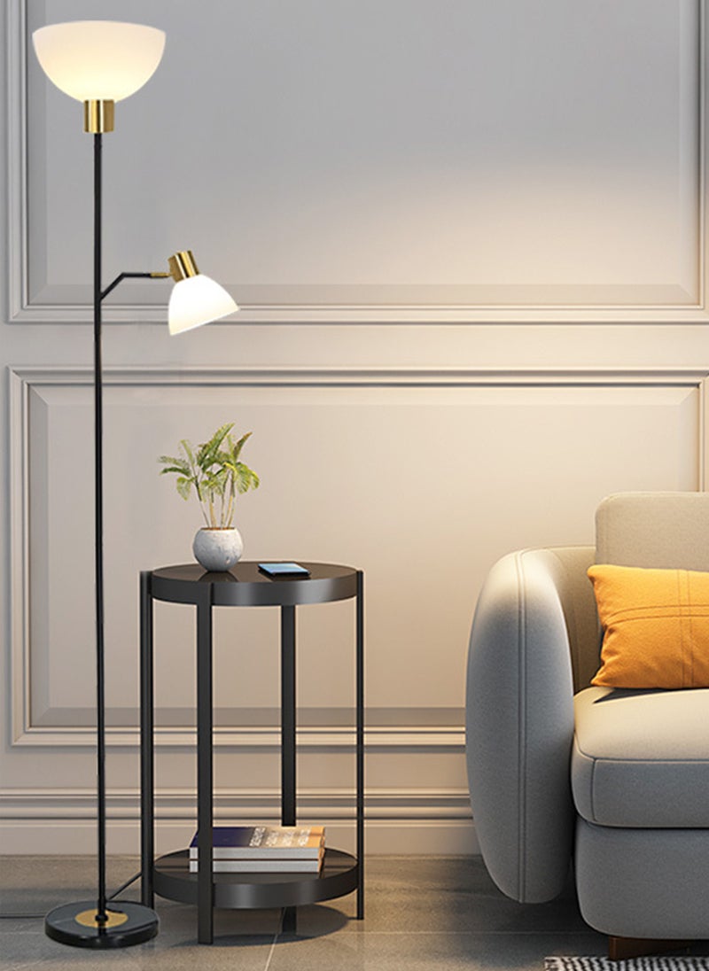 شاربدو مصباح أرضي بمصدر ضوء عمودي حديث لغرفة المعيشة لحماية العين مع مفتاح للقدم، قاعدة رخامية لغرفة النوم والدراسة بجوار السرير - 12 وات أسود 22x25x165 سنتيمتر - Image 2