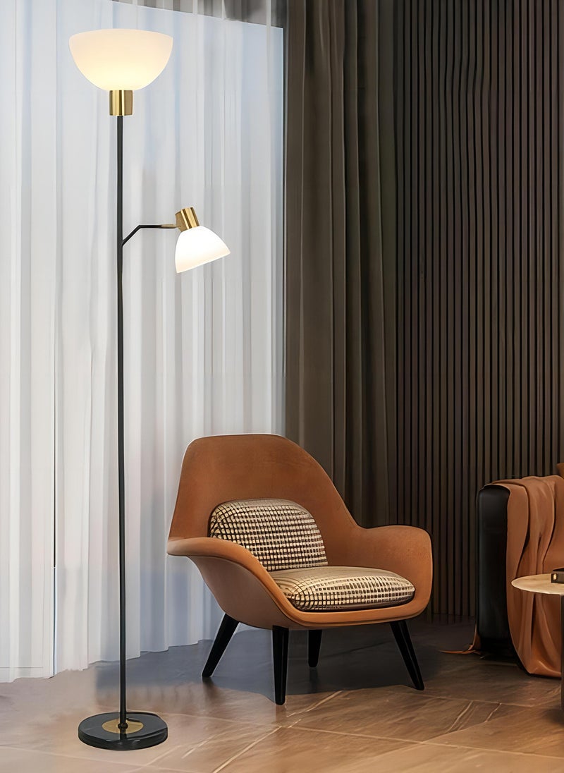 شاربدو مصباح أرضي بمصدر ضوء عمودي حديث لغرفة المعيشة لحماية العين مع مفتاح للقدم، قاعدة رخامية لغرفة النوم والدراسة بجوار السرير - 12 وات أسود 22x25x165 سنتيمتر - Image 4