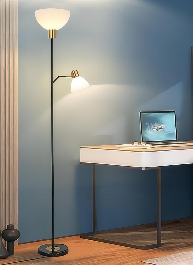 شاربدو مصباح أرضي بمصدر ضوء عمودي حديث لغرفة المعيشة لحماية العين مع مفتاح للقدم، قاعدة رخامية لغرفة النوم والدراسة بجوار السرير - 12 وات أسود 22x25x165 سنتيمتر - Image 3