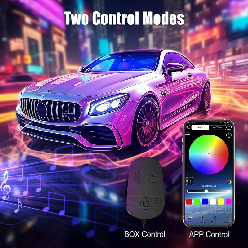 إضاءة داخلية ذكية للسيارة مع تحكم عبر التطبيق، شريط RGB متغير الألوان متزامن مع الموسيقى لديكور السيارة الداخلي، شريط نيون صلب متعدد الألوان بمنفذ USB للرجال والنساء والأصدقاء، بجهد 5 فولت تيار مستمر - Image 3