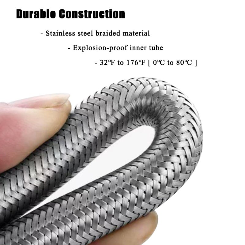 BENELOO Water Supply Extension Line - 8 Inch Long, 3/8" Male Comp. To 3/8" Female Compression Stainless Steel Braided Hose, Fits Toilet Ballcock or Other Faucet Fitting - 2 Pieces - Image 4