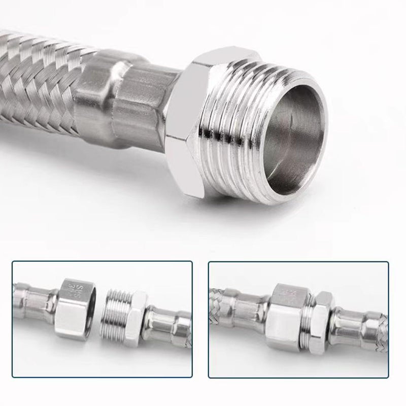 BENELOO Water Supply Extension Line - 8 Inch Long, 3/8" Male Comp. To 3/8" Female Compression Stainless Steel Braided Hose, Fits Toilet Ballcock or Other Faucet Fitting - 2 Pieces - Image 5