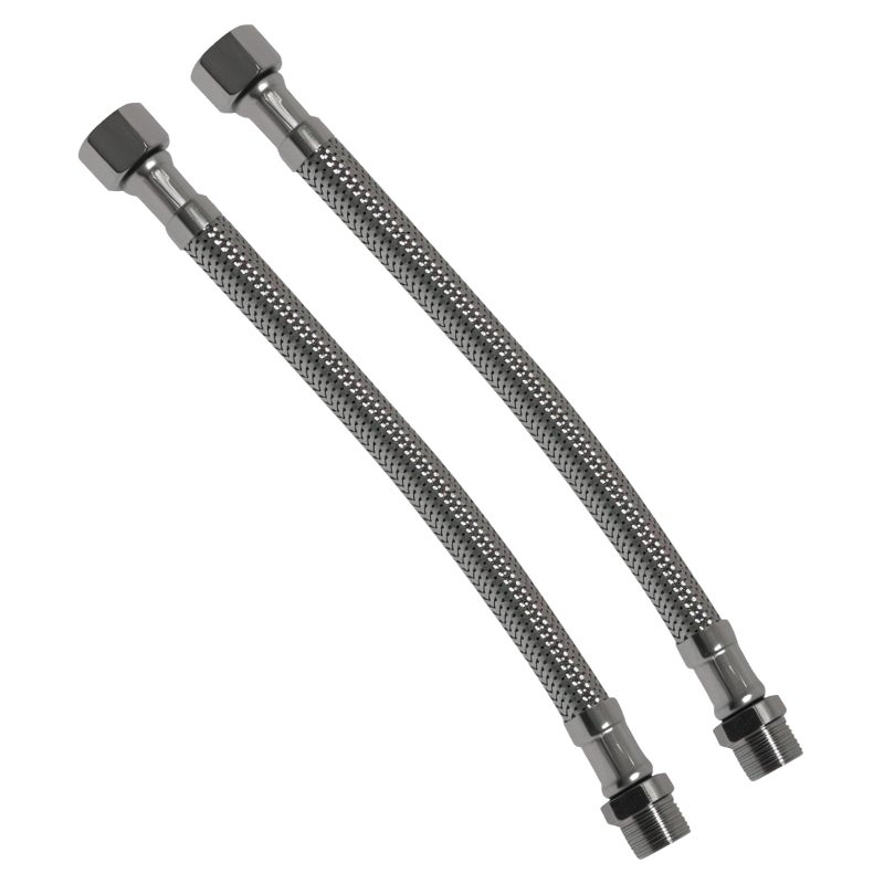 BENELOO Water Supply Extension Line - 8 Inch Long, 3/8" Male Comp. To 3/8" Female Compression Stainless Steel Braided Hose, Fits Toilet Ballcock or Other Faucet Fitting - 2 Pieces - Image 1