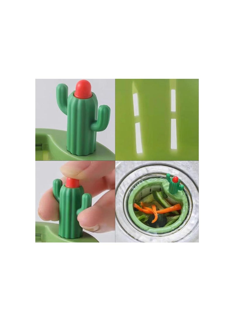 Generic - Cactus Kitchen Sink Drain Strainer, Press Automatic Dumping Basket, Kitchen Waste Collector Filter, Multi-Functional Home Use Cactus Sink Draining Basket Filter Net Lifting Basket (Green) - Image 1