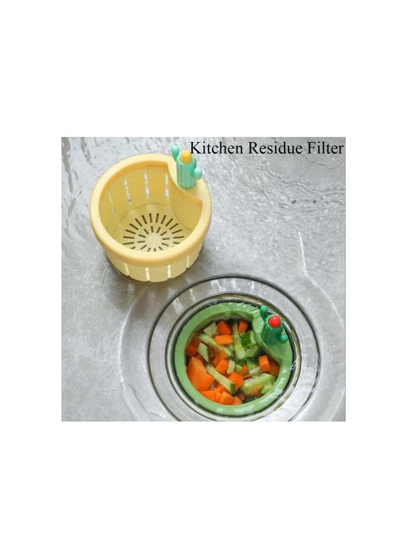 Generic - Cactus Kitchen Sink Drain Strainer, Press Automatic Dumping Basket, Kitchen Waste Collector Filter, Multi-Functional Home Use Cactus Sink Draining Basket Filter Net Lifting Basket (Green) - Image 1