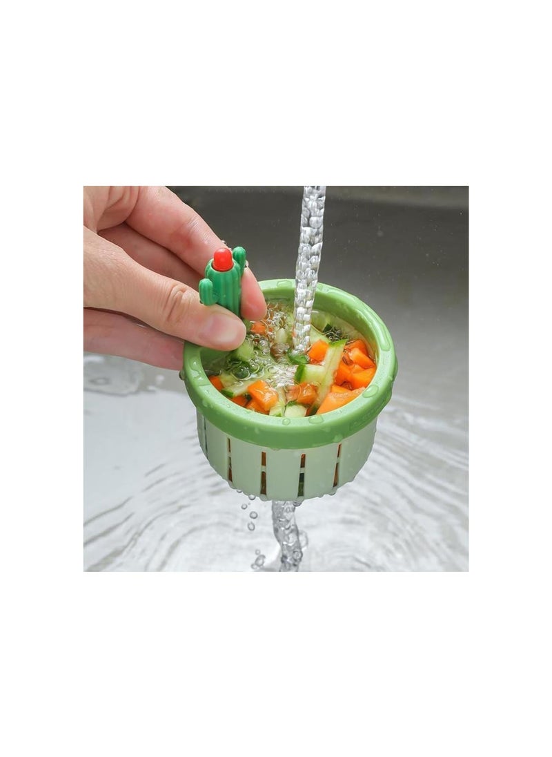 Generic - Cactus Kitchen Sink Drain Strainer, Press Automatic Dumping Basket, Kitchen Waste Collector Filter, Multi-Functional Home Use Cactus Sink Draining Basket Filter Net Lifting Basket (Green) - Image 1