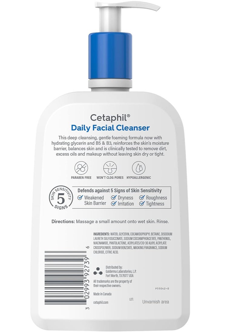 Cethapil - Cetaphil Facial Wash, Daily Facial Cleanser for Sensitive, Combination to Oily Skin, 20 oz Fresh, Gentle Foam, Soap Free, Hypoallergenic - Image 1