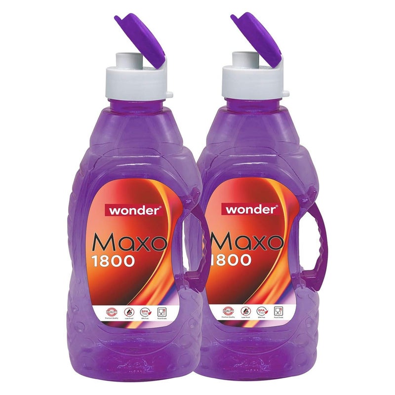 Wonder Homeware Maxo 1800 Fliptop Fridge Bottle Set, 2 pc Set 1800 ml, Purple Color, Made In India, KBS02604 - Image 1