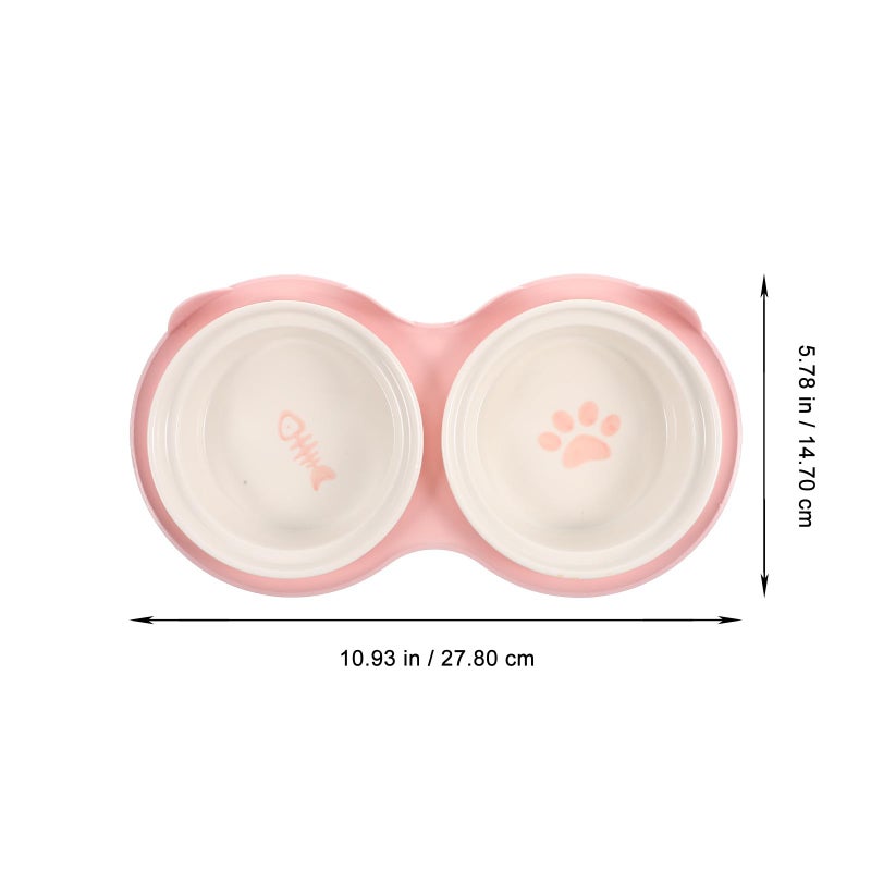 Pink Ceramic Raised Cat Bowl Set with Non Slip Stand for Neck Support - Image 3