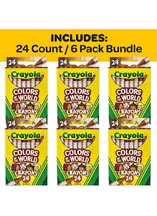 Crayola - Bulk Crayon Set Colors Of The World Skin Tone Crayons 6 Sets Of 24 New Crayon Colors - Image 1