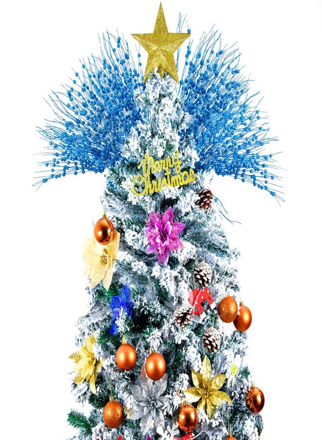Losris Christmas Artificial Glitter Berry Stem Decorations Decorative Bead Sticks Xmas Picks Glittery Twigs Branches for Christmas Tree Wreath Gift Vase Home Decor Party Ornaments Blue 24 PCS - Image 5