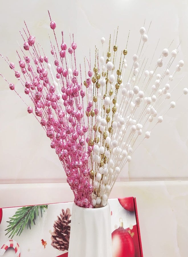 Losris Christmas Artificial Glitter Berry Stem Decorations Decorative Bead Sticks Xmas Picks Glittery Twigs Branches for Christmas Tree Wreath Gift Vase Home Decor Party Ornaments Blue 24 PCS - Image 3