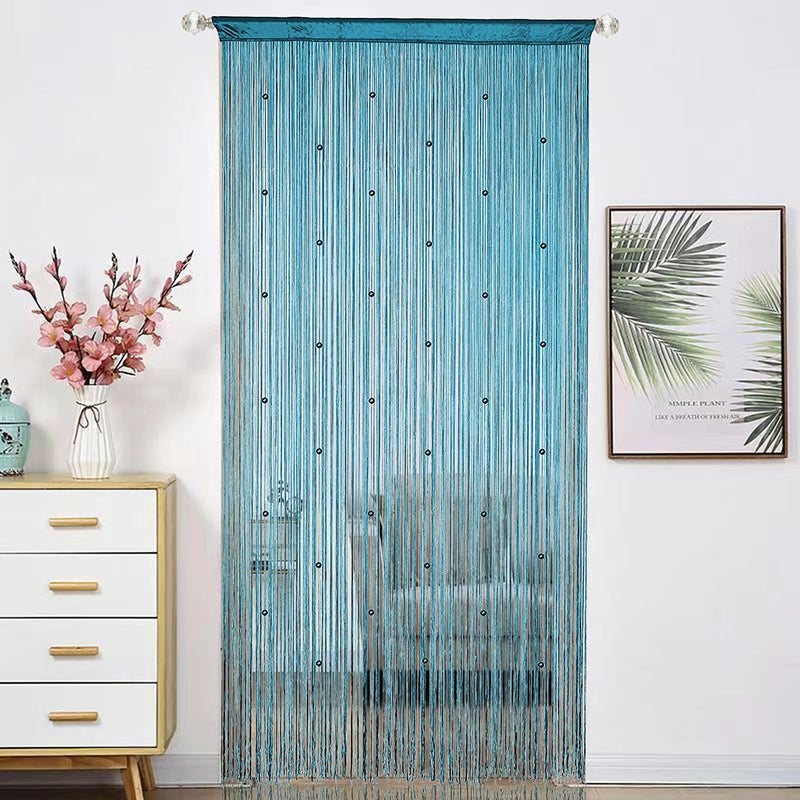 HSYLYM Beaded Doorway Curtain Door Beads Dense String Curtains Fringe Hippie Perfect for Wall Hanging Decor Room Divider Privacy Doors Window Closet Doorways Decorations (100x280cm Teal Blue) - Image 1