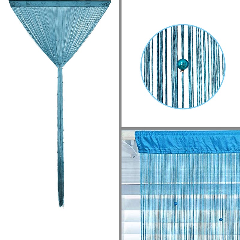 HSYLYM Beaded Doorway Curtain Door Beads Dense String Curtains Fringe Hippie Perfect for Wall Hanging Decor Room Divider Privacy Doors Window Closet Doorways Decorations (100x280cm Teal Blue) - Image 4