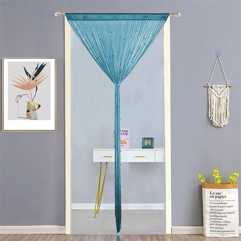 HSYLYM Beaded Doorway Curtain Door Beads Dense String Curtains Fringe Hippie Perfect for Wall Hanging Decor Room Divider Privacy Doors Window Closet Doorways Decorations (100x280cm Teal Blue) - Image 3