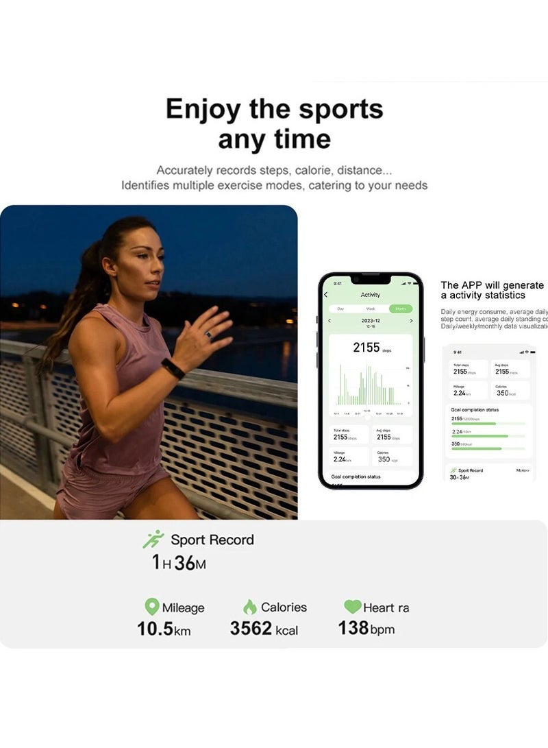 R02 Smart Ring Military Grade Titanium Steel Shell Health Monitoring IP68  3ATM Waterproof Multi-sport Modes (Gold, 19.8mm) - Image 4