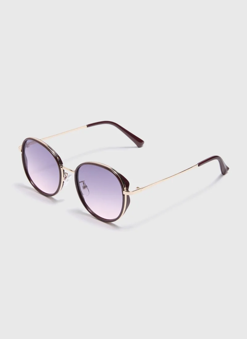 Matalan Gold Round Sunglasses