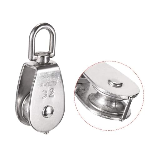 Rocaris 6 Pack M32 Stainless Steel Wire Rope Crane Pulley Block 551lbs Lifting Crane Swivel Hook Single Pulley Block Hanging Wire Towing Wheel - Image 3