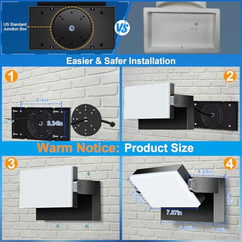 ledmo LED Flood Lights Outdoor 60W - Rotatable 360 Adjustable Head Switch Control Exterior Lighting Fixture Wall Pack Commercial Security 5000K Waterporof Yard Wall Mount Garage Barn Yard Lights - Image 3