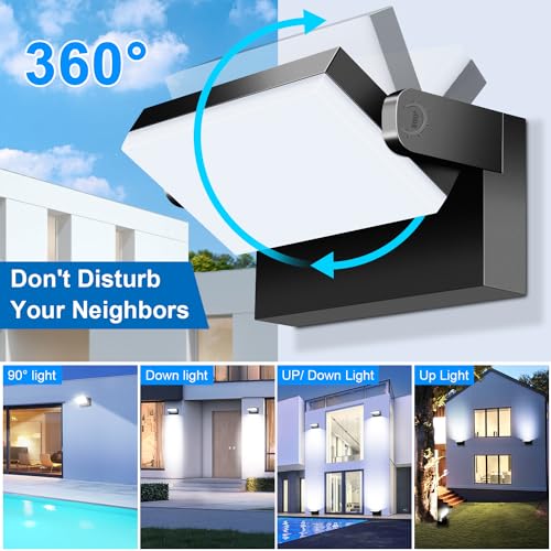 ledmo LED Flood Lights Outdoor 60W - Rotatable 360 Adjustable Head Switch Control Exterior Lighting Fixture Wall Pack Commercial Security 5000K Waterporof Yard Wall Mount Garage Barn Yard Lights - Image 2