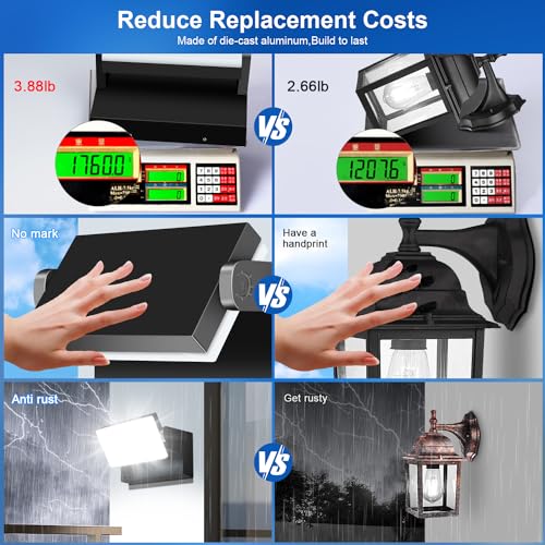 ledmo LED Flood Lights Outdoor 60W - Rotatable 360 Adjustable Head Switch Control Exterior Lighting Fixture Wall Pack Commercial Security 5000K Waterporof Yard Wall Mount Garage Barn Yard Lights - Image 5
