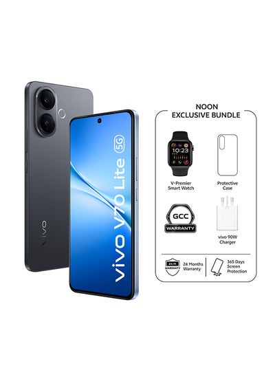 vivo V70 Lite AI 5G Dual SIM Elegant Black 8GB RAM 128GB (90 W Charger Supporting) With Exclusive Gifts Smartwatch, 24 Months Warranty + 1 Year Screen Replacement