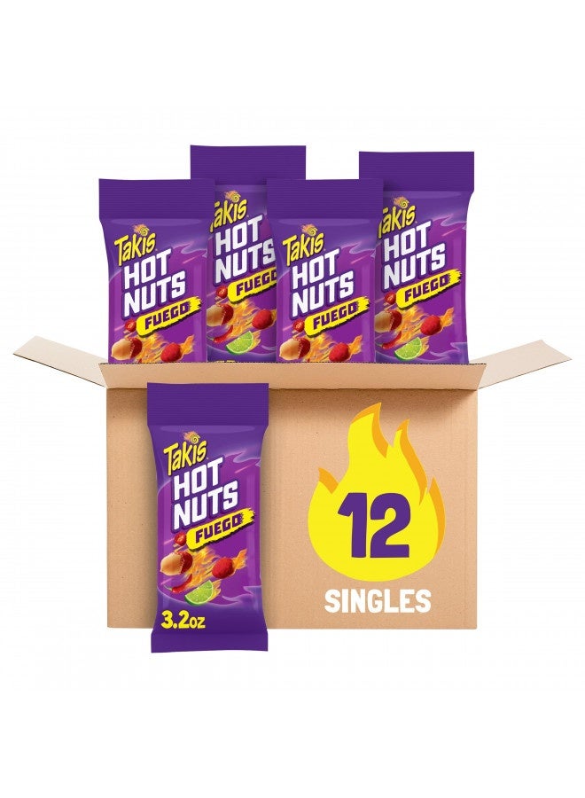 Taki's Takis Hot Nuts Fuego Double Crunch Peanuts, Hot Chili Pepper Lime Flavored Spicy Peanuts, Multipack 12 Individual Bags, 3.2 Ounces Each - Image 3